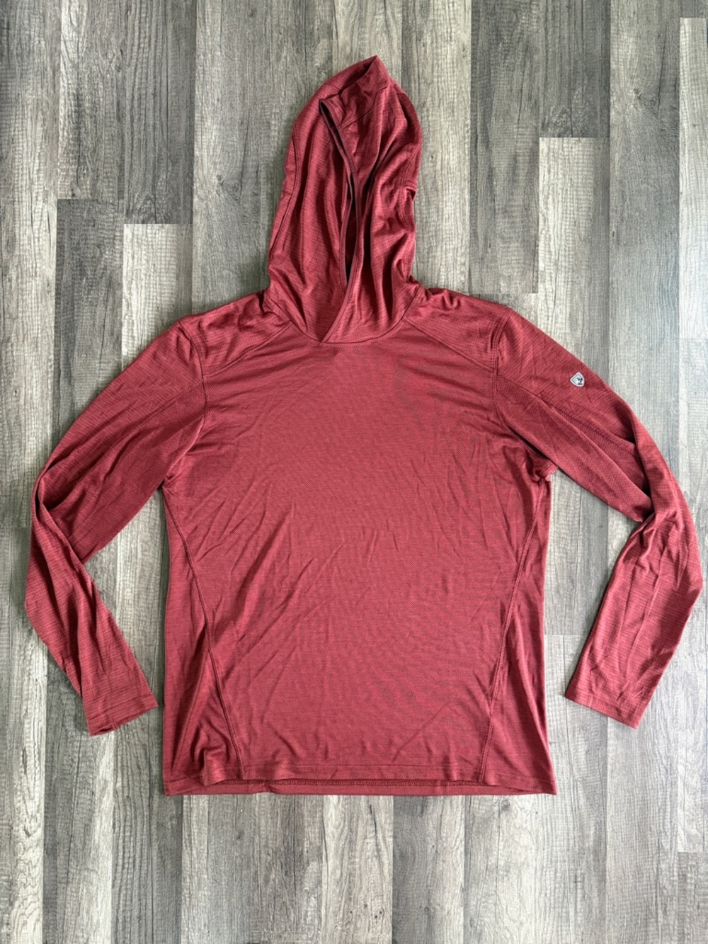 Kuhl Men's Long Sleeve Hooded Tee in Deep Red